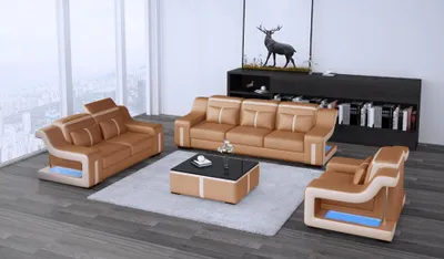 Produktbild von Moderne Sofagarnitur Couch Sofa Garnituren Gruppe 321 Sitzer Ledersofa Sofas Neu