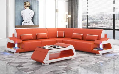 Produktbild von Luxus Ecksofa Ledersofa L Form Sofa Braun Eckgarnitur Wohnzimmer Sofas