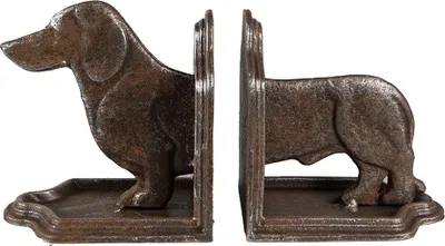 Immagine prodotto di Set di 2 fermalibri Clayre & Eef Cane bassotto 23x8x13 cm Ferro marrone