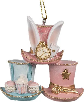 Produktbild von Clayre & Eef Oster-Anhänger Hut 7 cm Rosa Blau Polyresin