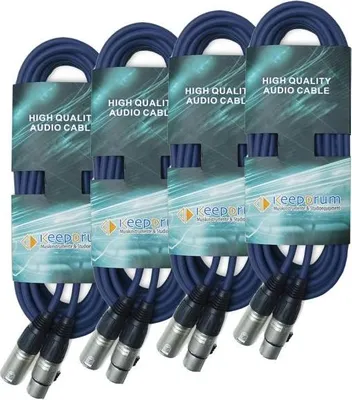 Image de keepdrum 10m MC-001XX BL Câble microphone XLR bleu 4 pièces