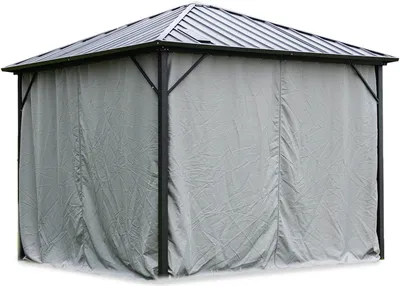 Image de HOME DELUXE - Rideaux Pavillon solaire LED AZUR - Couleur gris - 100 % polyester - Résistant aux UV