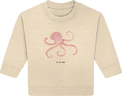 Produktbild von Mr. & Mrs. Panda Organic Baby Pullover Tintenfisch 12. - 18. Monat - Natural Raw - Geschenk, Meerestier, Bullover, Meer, Ozean, Krake, Wasser, Lustige Sprüche