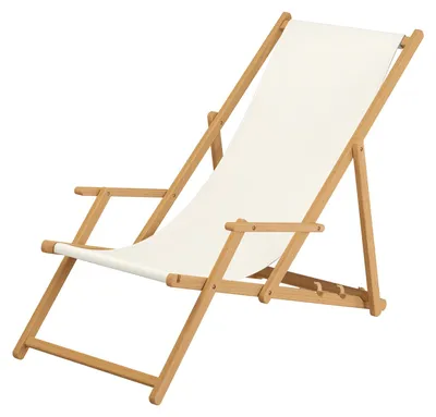 Produktbild von Liegestuhl Gartenliege weiß Sonnenliege Strandliege Holz Deckchair Gartenmöbel Buche 10-303 N