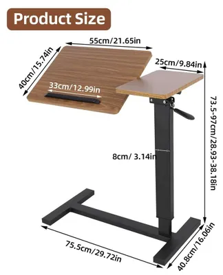 Produktbild von Rollbarer Laptop-Tisch für Bett und Sofa - Höhenverstellbarer Beistelltisch - MDF-Platte rechteckig - 75,5 x 40,8 x 97 cm - Tragkraft 20 kg - Spliced A Schwarz und Walnuss
