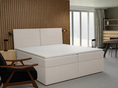 Produktbild von FEDVE Boxspringbett Schlafzimmerbett AMUR mit 2 Bettkästen, Doppelbett mit Bonell-Matratze und Topper 140x200