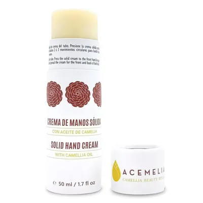 Produktbild von Feste Handcreme im Stick 50 g | Kamelie und Sheabutter | Reparatur für trockene und rissige Hände | Plastikfreie Kartonverpackung