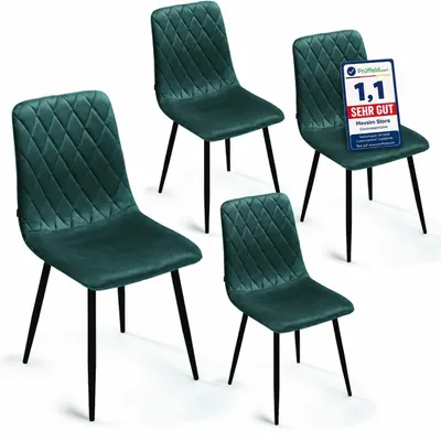 Produktbild von Lina® Elisia Esszimmerstuhl im modernen Design - Samt - Bequemer Stuhl für Ihr Esszimmer, hochwertiger Stoff, ergonomische Form - 4er Set - Grün, KI-generiertes Bild