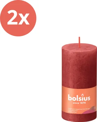 Zdjęcie produktu dla Bolsius - Rustykalna świeca filarowa - 100/50 - 1 sztuka w opakowaniu - Delikatna czerwień - Value pack - 2 sztuki