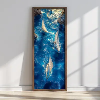 Image de Wallity, LONG030-S/120-40, tableau décoratif encadré en MDF, multicolore, 100 % MDF, 40 x 120 cm