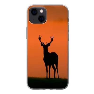 Produktbild von MuchoWow® Handyhülle Schutzhülle Hülle für iPhone 13 mini Hirsch - Scherenschnitt - Nebel Silikon Softcase Handy Hülle - Softcase