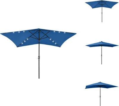 Produktbild von vidaXL Sonnenschirm mit LEDs und Stahl-Mast Azurblau 2x3 m - Sonnenschirme & Sonnenschutze