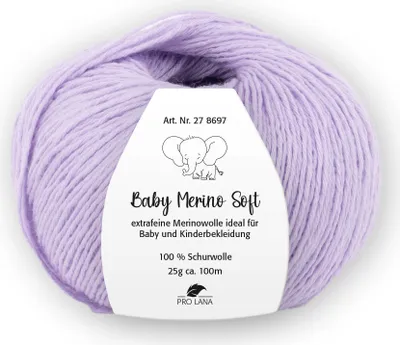 Produktbild von Pro Lana Baby Merino soft 25 g Wolle Extraweiche Schurwolle für Babys 100 m Farbe 041 - flieder