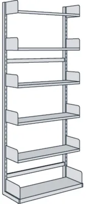 Produktbild von Bibliotheks-Regal Univers einseitig Grundfeld 100x30x225cm mit 6 Böden lichtgrau