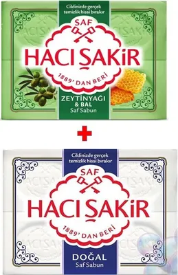 Produktbild von Haci Sakir Seife Sparset weiße Seife 600g (4x150g) und Honig&Olive 600g (4x150g)