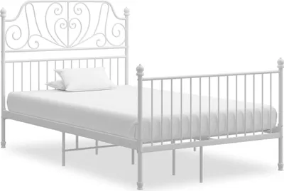 Image de Cadre de lit sans matelas blanc métal 120x200 cm