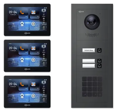 Produktbild von Goliath Premium 2-Draht GL-HB320A.3 Video-Türsprechanlage, 3 Familien, 3× 7 Zoll Schwarz, Anthrazit, Aufputz