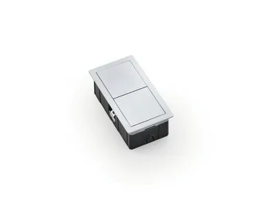 Produktbild von PLAZA 1 Steckdosenelement Edelstahl gebürstet - Schuko 1-fach mit Schiebedeckel / Steckdosen