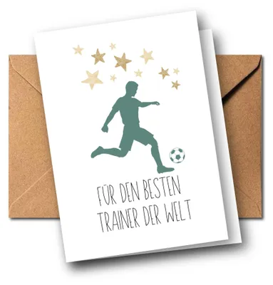 Productafbeelding van Dankkaart voor Voetbaltrainer – Vouwkaart met Envelop A6