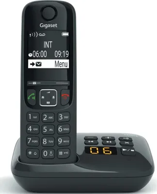 Produktbild von Gigaset AS690A, Analoges/DECT-Telefon, Kabelloses Mobilteil, 100 Eintragungen, Schwarz