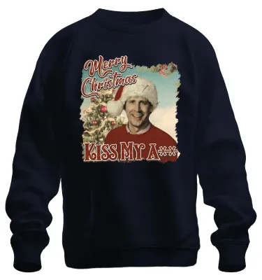 Zdjęcie produktu dla Wesołych Świąt Clark Griswold Beautiful Christmas Kiss My A - Świąteczny sweter uni , granatowy, 3XL