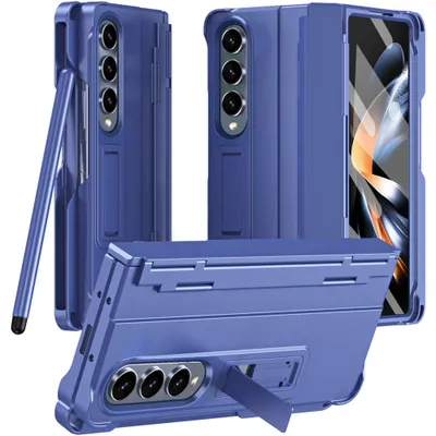 Obrázek produktu pro Pouzdro pro Samsung Galaxy Z Fold 3 5G Pevné nárazuvzdorné kryt s perem, ochranou pantu a ochrannou fólií na displej modré
