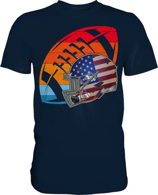 Produktbild von Retro American Football Helm T-Shirt – Navy / S