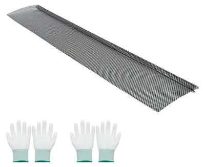 Obrázek produktu pro SucceBuy 40 ks ochranné mřížky do okapů 152,4 mm, síť proti listí z oceli s práškovým nástřikem, lze zkrátit, celková délka 36,58 m, ochranná mřížka s otvory 6 mm pro střechy a přístřešky pro auta, černá