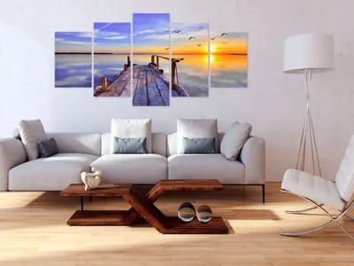 Produktbild von Akustikbild Landschaft Natur 200x100 cm Bilder Akustikschaum Hochleistungsschallabsorber Schallschutz Leinwand 5 tlg Wandbild Raumakustik Schalldämmung Brücke c-B-0124-b-o