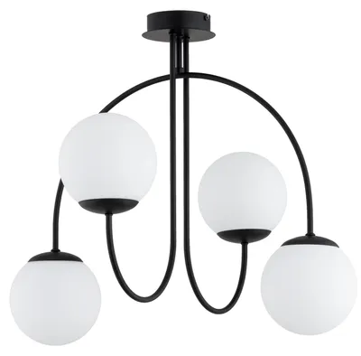 Obrázok produktu pre Závesná lampa s oblúkovými ramenami TERSO, čierna, 4xE14x10W, kov, rozmery: 48x58x58 cm, IP20, Alfa
