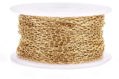 Edelstahl Büroklammer Kette, Gold, 10 m, 10 mm Glieder