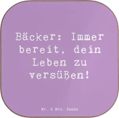 Produktbild von Mr. & Mrs. Panda Tischschoner Spruch Bäcker Freude - Lavendeltraum - Geschenk, Berufsalltag, Kuchen, Tassenuntersetzer, n, Berufsliebe, Beruf, Coaster, Handwerk