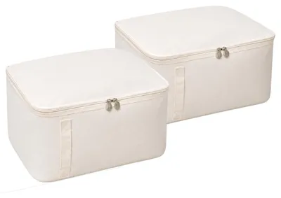 Faltboxen 45 l, beige, 2 Stück, Kleiderorganizer für Schrank