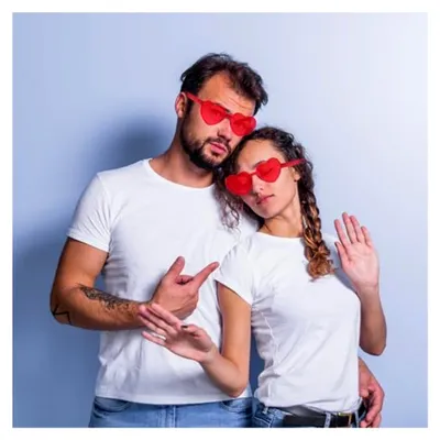 Produktbild von 2 Stück randlose Herzbrille für Damen, rote Sonnenbrille für Valentinstag und Karneval