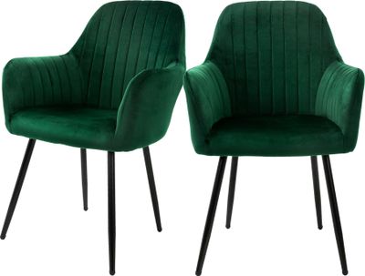 ML-Design sada 2 jídelních židlí s opěradlem, zelená, ze sametu