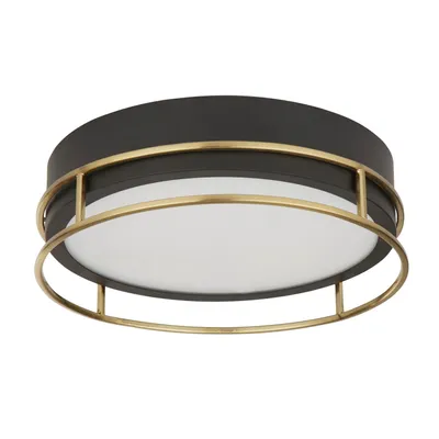 Immagine prodotto di Lampada da soffitto in metallo vetro E14 IP44 rotonda Ø 30 cm in ottone nero a 2 luci moderna