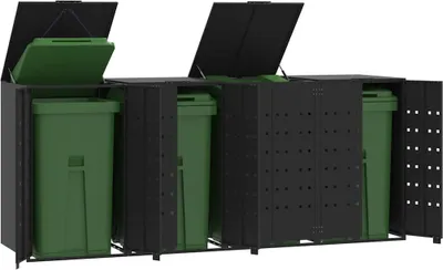 Produktbild von vidaXL Box na odpadky pre 4 tony čierny 276x79x117 cm oceľ