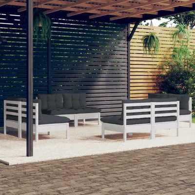Produktbild von [Home] 8-tlg. Garten-Lounge-Set mit Anthrazit Kissen Kiefernholz , Neue Mode 2024 im häuslichen Leben