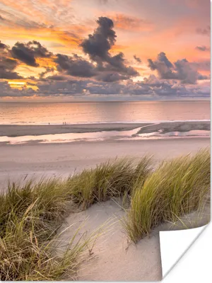 Produktbild von MuchoWow® Poster Sonnenuntergang - Düne - Strand - Pflanzen - Meer 30x40 cm - Wandplakat - Poster Kinderzimmer