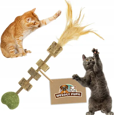 Produktbild von Katzenminze Spielzeug interaktiver Stick mit Katzenminze Federn HEART