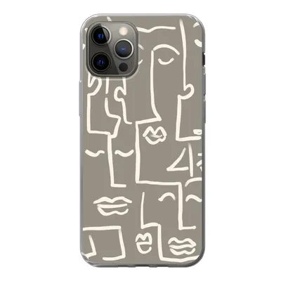 Produktbild von MuchoWow® Handyhülle Schutzhülle Hülle für iPhone 13 Pro Gesicht - Kopf - Strichzeichnung Silikon Softcase Handy Hülle - Handy-Tasche