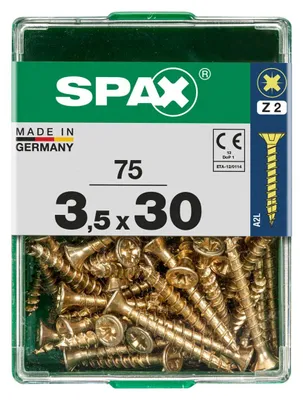 Produktbild von SPAX 4081020350302, Schraube, Stahl, Zink, Holz, Flachkopf, Pozidriv, Gelb
