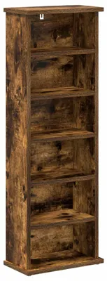 Image de vidaXL Étagère CD en bois imitation chêne fumé, 60 x 17 x 92 cm