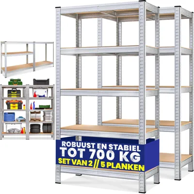 Productafbeelding van Opbergrek Kelderrek - Werkplaatsrek - Metaal - 170 x 75 x 30 cm - 350 kg