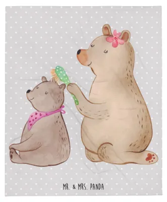 Produktbild von Mr. & Mrs. Panda Plaid Bär Kind - Grau Pastell - Geschenk, Kuscheldecke, Muttertag, Decke, Bettdecke, Fleece-Kuscheldecke, Mutti, Tagesdecke, Bären, Mama