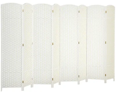 Image de Cloison d'intérieur pliable - 8 panneaux - Bois de pin - 320 x 170 cm - Paravent - Blanc
