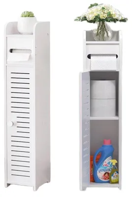 Produktbild von Schmaler Badezimmerschrank Weiß 81 x 16 x 16 cm