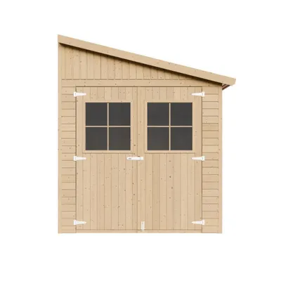 Produktbild von Holz Gartenschuppen (mit Seitenwand) MIT IMPRÄGNIERTEM BODEN - Abstellkammer mit Fenstern - H244x216x318 cm/6,2 m2 -  TIMBELA M339A+M339G