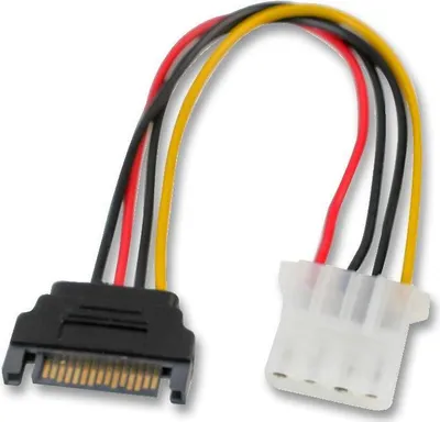 Produktbild von AKASA - 4-polige Molex-Buchse auf 15-poligen SATA-Stecker, 15 cm