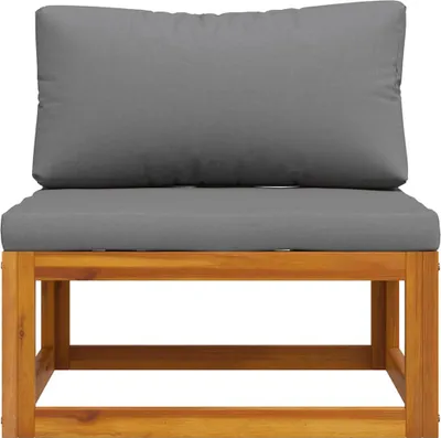 Produktbild von vidaXL Modular-Mittelsofa mit Dunkelgrauen Kissen Akazie Massivholz